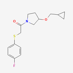 1-(3-(Cyclopropylmethoxy)pyrrolidin-1-yl)-2-((4-fluorophenyl)thio)ethanone