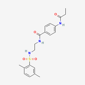 molecular formula C20H25N3O4S B2982609 N-(2-(2,5-dimethylphenylsulfonamido)ethyl)-4-propionamidobenzamide CAS No. 1091400-78-0