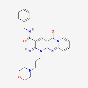 N-benzyl-6-imino-11-methyl-7-[3-(morpholin-4-yl)propyl]-2-oxo-1,7,9-triazatricyclo[8.4.0.0^{3,8}]tetradeca-3(8),4,9,11,13-pentaene-5-carboxamide
