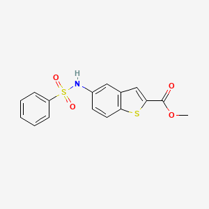 molecular formula C16H13NO4S2 B2982630 Methyl 5-[(phenylsulfonyl)amino]-1-benzothiophene-2-carboxylate CAS No. 477847-47-5