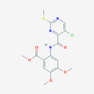 molecular formula C16H16ClN3O5S B2982659 Methyl 2-[5-chloro-2-(methylsulfanyl)pyrimidine-4-amido]-4,5-dimethoxybenzoate CAS No. 1181865-26-8
