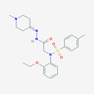 molecular formula C23H30N4O4S B298266 N-(2-ETHOXYPHENYL)-4-METHYL-N-{[N'-(1-METHYLPIPERIDIN-4-YLIDENE)HYDRAZINECARBONYL]METHYL}BENZENE-1-SULFONAMIDE 