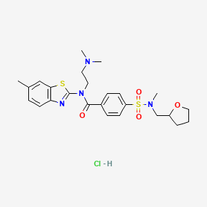 molecular formula C25H33ClN4O4S2 B2982680 N-(2-(dimethylamino)ethyl)-4-(N-methyl-N-((tetrahydrofuran-2-yl)methyl)sulfamoyl)-N-(6-methylbenzo[d]thiazol-2-yl)benzamide hydrochloride CAS No. 1216411-82-3