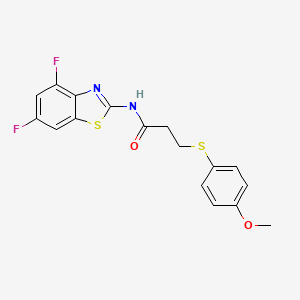 molecular formula C17H14F2N2O2S2 B2982699 N-(4,6-difluorobenzo[d]thiazol-2-yl)-3-((4-methoxyphenyl)thio)propanamide CAS No. 941902-83-6