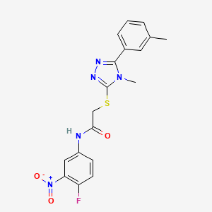 molecular formula C18H16FN5O3S B2982705 N-(4-fluoro-3-nitrophenyl)-2-{[4-methyl-5-(3-methylphenyl)-4H-1,2,4-triazol-3-yl]sulfanyl}acetamide CAS No. 882749-56-6