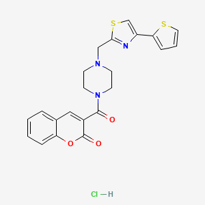 3-(4-((4-(thiophen-2-yl)thiazol-2-yl)methyl)piperazine-1-carbonyl)-2H-chromen-2-one hydrochloride