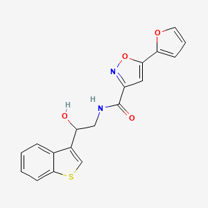 molecular formula C18H14N2O4S B2982711 N-[2-(1-benzothiophen-3-yl)-2-hydroxyethyl]-5-(furan-2-yl)-1,2-oxazole-3-carboxamide CAS No. 2097930-31-7