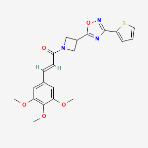 B2982716 (E)-1-(3-(3-(thiophen-2-yl)-1,2,4-oxadiazol-5-yl)azetidin-1-yl)-3-(3,4,5-trimethoxyphenyl)prop-2-en-1-one CAS No. 1331447-61-0