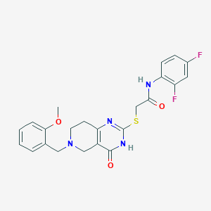 molecular formula C23H22F2N4O3S B2982723 N-(2,4-difluorophenyl)-2-{[6-(2-methoxybenzyl)-4-oxo-3,4,5,6,7,8-hexahydropyrido[4,3-d]pyrimidin-2-yl]sulfanyl}acetamide CAS No. 1111142-41-6