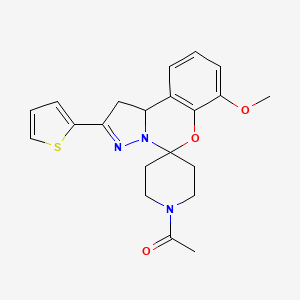 1-(7-Methoxy-2-(thiophen-2-yl)-1,10b-dihydrospiro[benzo[e]pyrazolo[1,5-c][1,3]oxazine-5,4'-piperidin]-1'-yl)ethanone
