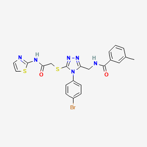 molecular formula C22H19BrN6O2S2 B2982726 N-((4-(4-bromophenyl)-5-((2-oxo-2-(thiazol-2-ylamino)ethyl)thio)-4H-1,2,4-triazol-3-yl)methyl)-3-methylbenzamide CAS No. 391916-53-3