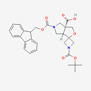molecular formula C29H32N2O7 B2982731 rac-(3'aR,6'aR)-1-[(tert-butoxy)carbonyl]-5'-{[(9H-fluoren-9-yl)methoxy]carbonyl}-hexahydrospiro[azetidine-3,1'-furo[3,4-c]pyrrole]-3'a-carboxylic acid CAS No. 2230798-63-5