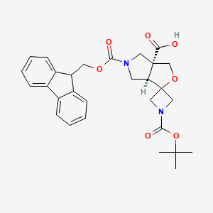 (3Ar,6aR)-5-(9H-fluoren-9-ylmethoxycarbonyl)-1'-[(2-methylpropan-2-yl)oxycarbonyl]spiro[1,3a,4,6-tetrahydrofuro[3,4-c]pyrrole-3,3'-azetidine]-6a-carboxylic acid