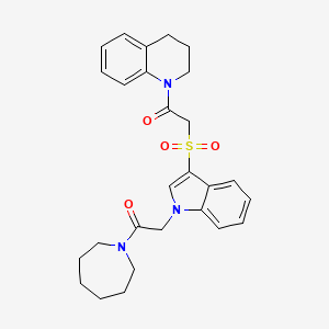 1-(azepan-1-yl)-2-(3-((2-(3,4-dihydroquinolin-1(2H)-yl)-2-oxoethyl)sulfonyl)-1H-indol-1-yl)ethanone