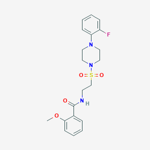molecular formula C20H24FN3O4S B2982759 N-(2-((4-(2-fluorophenyl)piperazin-1-yl)sulfonyl)ethyl)-2-methoxybenzamide CAS No. 897613-50-2