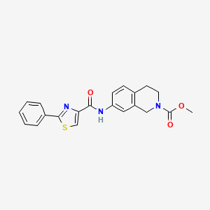 molecular formula C21H19N3O3S B2982770 methyl 7-(2-phenylthiazole-4-carboxamido)-3,4-dihydroisoquinoline-2(1H)-carboxylate CAS No. 1797650-39-5