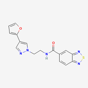 molecular formula C16H13N5O2S B2982780 N-(2-(4-(furan-2-yl)-1H-pyrazol-1-yl)ethyl)benzo[c][1,2,5]thiadiazole-5-carboxamide CAS No. 2034511-92-5