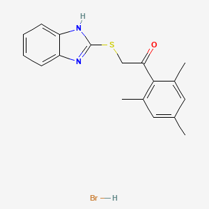 molecular formula C18H19BrN2OS B2982785 2-((1H-benzo[d]imidazol-2-yl)thio)-1-mesitylethanone hydrobromide CAS No. 1059072-96-6