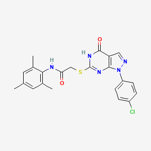 molecular formula C22H20ClN5O2S B2982797 2-((1-(4-chlorophenyl)-4-oxo-4,5-dihydro-1H-pyrazolo[3,4-d]pyrimidin-6-yl)thio)-N-mesitylacetamide CAS No. 946318-07-6