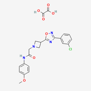 molecular formula C22H21ClN4O7 B2982798 2-(3-(3-(3-chlorophenyl)-1,2,4-oxadiazol-5-yl)azetidin-1-yl)-N-(4-methoxyphenyl)acetamide oxalate CAS No. 1351643-28-1