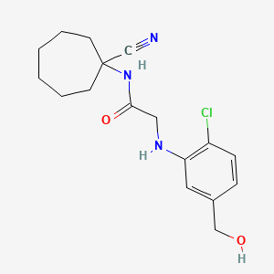 molecular formula C17H22ClN3O2 B2982800 2-{[2-chloro-5-(hydroxymethyl)phenyl]amino}-N-(1-cyanocycloheptyl)acetamide CAS No. 1311521-81-9