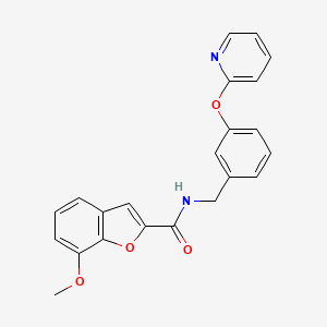 molecular formula C22H18N2O4 B2982862 7-methoxy-N-(3-(pyridin-2-yloxy)benzyl)benzofuran-2-carboxamide CAS No. 1797858-93-5