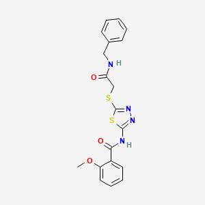molecular formula C19H18N4O3S2 B2982864 N-(5-{[(benzylcarbamoyl)methyl]sulfanyl}-1,3,4-thiadiazol-2-yl)-2-methoxybenzamide CAS No. 868973-29-9