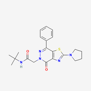 molecular formula C21H25N5O2S B2982926 N-(tert-butyl)-2-(4-oxo-7-phenyl-2-(pyrrolidin-1-yl)thiazolo[4,5-d]pyridazin-5(4H)-yl)acetamide CAS No. 1105232-59-4