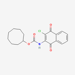 molecular formula C19H20ClNO4 B2982929 cyclooctyl N-(3-chloro-1,4-dioxo-1,4-dihydro-2-naphthalenyl)carbamate CAS No. 439093-86-4