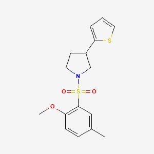 1-((2-Methoxy-5-methylphenyl)sulfonyl)-3-(thiophen-2-yl)pyrrolidine