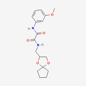 molecular formula C17H22N2O5 B2982950 N1-(1,4-dioxaspiro[4.4]nonan-2-ylmethyl)-N2-(3-methoxyphenyl)oxalamide CAS No. 899734-27-1