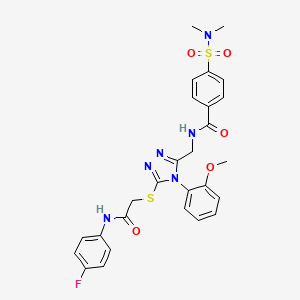 4-(dimethylsulfamoyl)-N-[[5-[2-(4-fluoroanilino)-2-oxoethyl]sulfanyl-4-(2-methoxyphenyl)-1,2,4-triazol-3-yl]methyl]benzamide