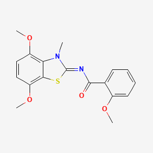 molecular formula C18H18N2O4S B2982956 N-(4,7-dimethoxy-3-methyl-1,3-benzothiazol-2-ylidene)-2-methoxybenzamide CAS No. 868370-50-7