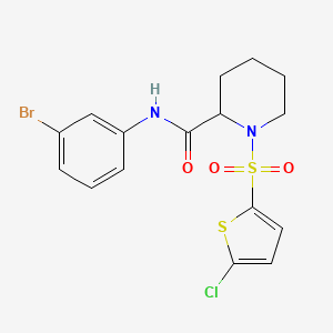 molecular formula C16H16BrClN2O3S2 B2982969 N-(3-bromophenyl)-1-((5-chlorothiophen-2-yl)sulfonyl)piperidine-2-carboxamide CAS No. 1099772-88-9