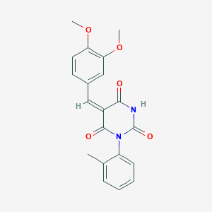 (5E)-5-[(3,4-dimethoxyphenyl)methylidene]-1-(2-methylphenyl)-1,3-diazinane-2,4,6-trione