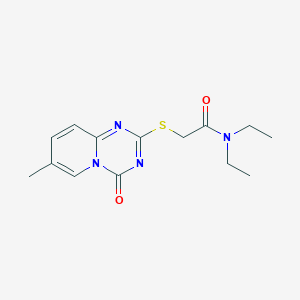 molecular formula C14H18N4O2S B2983041 N,N-diethyl-2-({7-methyl-4-oxo-4H-pyrido[1,2-a][1,3,5]triazin-2-yl}sulfanyl)acetamide CAS No. 896322-77-3