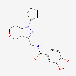 N-((1-cyclopentyl-1,4,6,7-tetrahydropyrano[4,3-c]pyrazol-3-yl)methyl)benzo[d][1,3]dioxole-5-carboxamide
