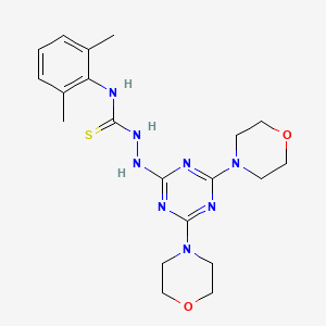 molecular formula C20H28N8O2S B2983058 N-(2,6-dimethylphenyl)-2-(4,6-dimorpholino-1,3,5-triazin-2-yl)hydrazinecarbothioamide CAS No. 886961-33-7