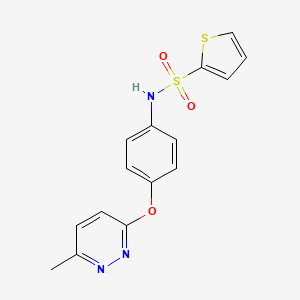 molecular formula C15H13N3O3S2 B2983073 N-(4-((6-methylpyridazin-3-yl)oxy)phenyl)thiophene-2-sulfonamide CAS No. 1207053-79-9