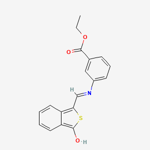 molecular formula C18H15NO3S B2983101 ethyl 3-({[3-oxo-2-benzothiophen-1(3H)-yliden]methyl}amino)benzenecarboxylate CAS No. 339114-59-9