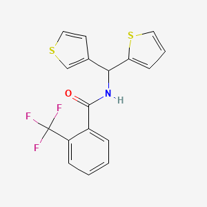 molecular formula C17H12F3NOS2 B2983102 N-(thiophen-2-yl(thiophen-3-yl)methyl)-2-(trifluoromethyl)benzamide CAS No. 2034605-25-7