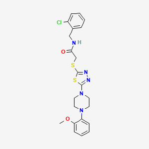 molecular formula C22H24ClN5O2S2 B2983107 N-(2-chlorobenzyl)-2-((5-(4-(2-methoxyphenyl)piperazin-1-yl)-1,3,4-thiadiazol-2-yl)thio)acetamide CAS No. 1323351-47-8