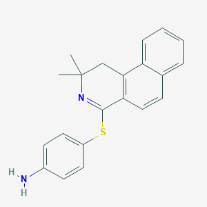 B2983108 4-[(2,2-Dimethyl-1,2-dihydrobenzo[f]isoquinolin-4-yl)sulfanyl]aniline CAS No. 144498-80-6