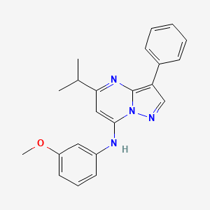 molecular formula C22H22N4O B2983135 N-(3-methoxyphenyl)-3-phenyl-5-(propan-2-yl)pyrazolo[1,5-a]pyrimidin-7-amine CAS No. 890629-84-2