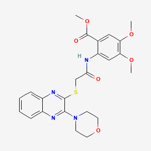 molecular formula C24H26N4O6S B2983146 Methyl 4,5-dimethoxy-2-(2-((3-morpholinoquinoxalin-2-yl)thio)acetamido)benzoate CAS No. 923123-62-0