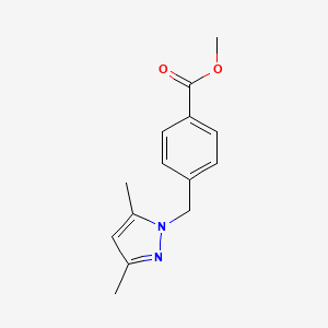 molecular formula C14H16N2O2 B2983198 methyl 4-[(3,5-dimethyl-1H-pyrazol-1-yl)methyl]benzenecarboxylate CAS No. 957010-45-6