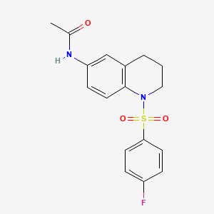 molecular formula C17H17FN2O3S B2983201 N-(1-((4-fluorophenyl)sulfonyl)-1,2,3,4-tetrahydroquinolin-6-yl)acetamide CAS No. 941929-59-5