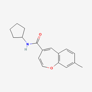 molecular formula C17H19NO2 B2983207 N-cyclopentyl-8-methyl-1-benzoxepine-4-carboxamide CAS No. 1049035-92-8