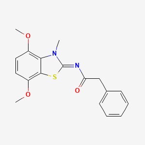 molecular formula C18H18N2O3S B2983209 N-[(2Z)-4,7-dimethoxy-3-methyl-2,3-dihydro-1,3-benzothiazol-2-ylidene]-2-phenylacetamide CAS No. 868370-88-1
