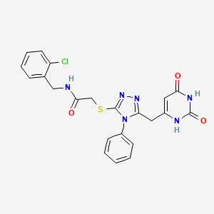 molecular formula C22H19ClN6O3S B2983221 N-[(2-chlorophenyl)methyl]-2-({5-[(2,6-dioxo-1,2,3,6-tetrahydropyrimidin-4-yl)methyl]-4-phenyl-4H-1,2,4-triazol-3-yl}sulfanyl)acetamide CAS No. 852046-98-1